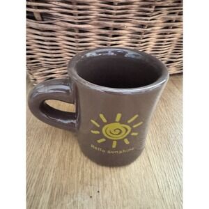 Life is Good Coffee Mug Hello Sunshine Morning Sun Brown Cup Heavy 8 Ounce
